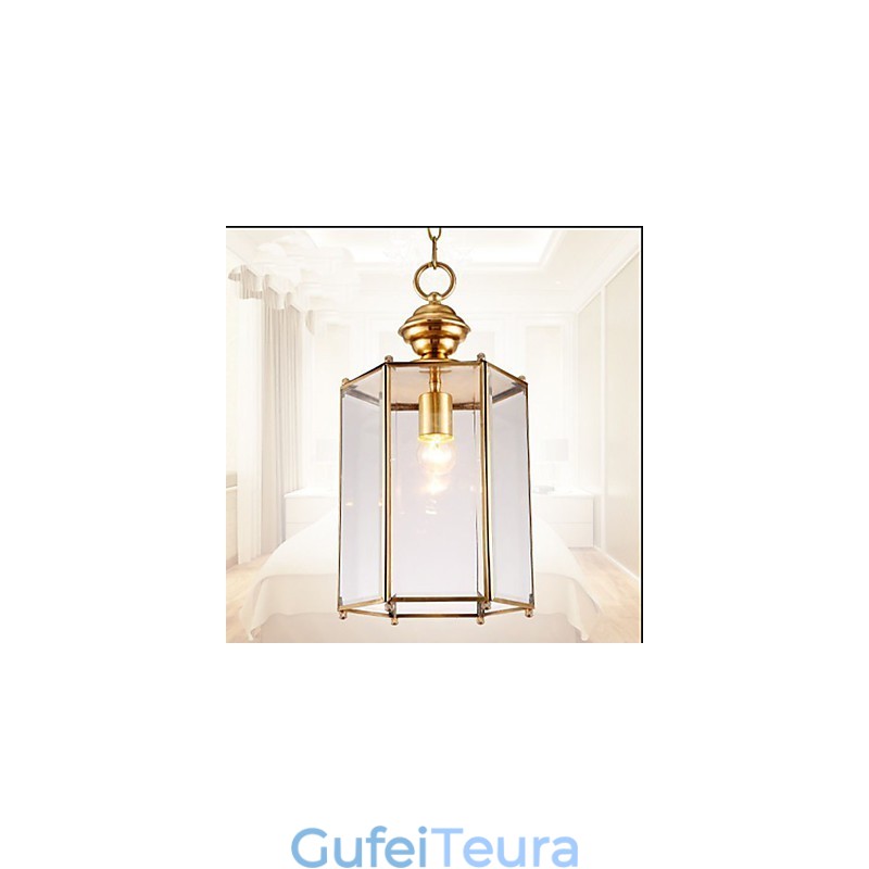 תליון קטן כפרי אמריקאי כולו נחושת זכוכית בודדת