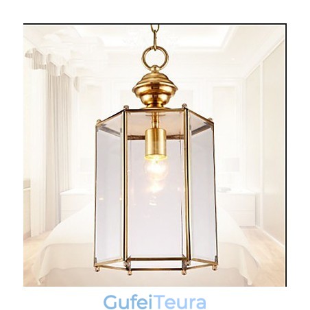 תליון קטן כפרי אמריקאי כולו נחושת זכוכית בודדת