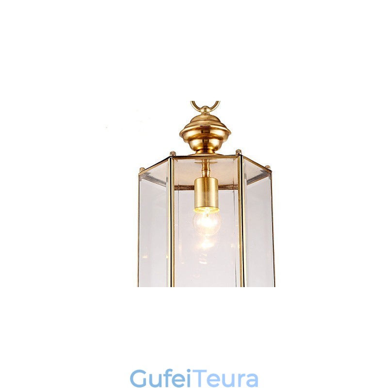 תליון קטן כפרי אמריקאי כולו נחושת זכוכית בודדת