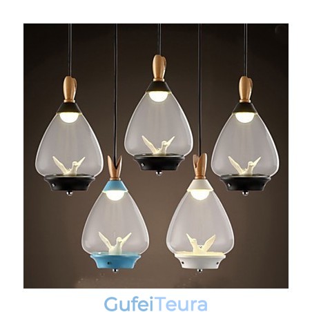 תליון ציפור קטנה מזכוכית ראש יחיד