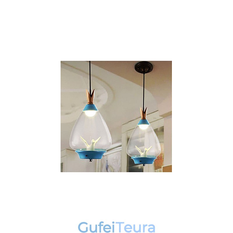 תליון ציפור קטנה מזכוכית ראש יחיד