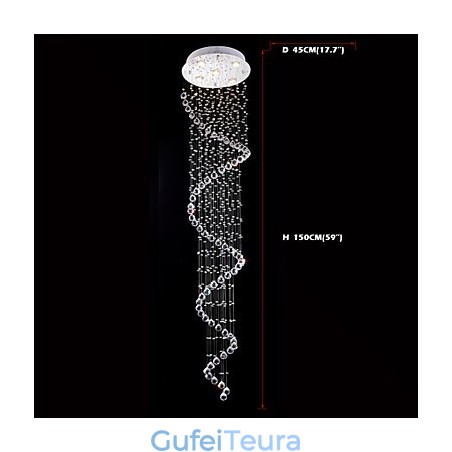 אור תליון קריסטל תאורת נברשת 5 אורות כסף מנורות שקוף K9 קריסטל Helix מנורות תקרה