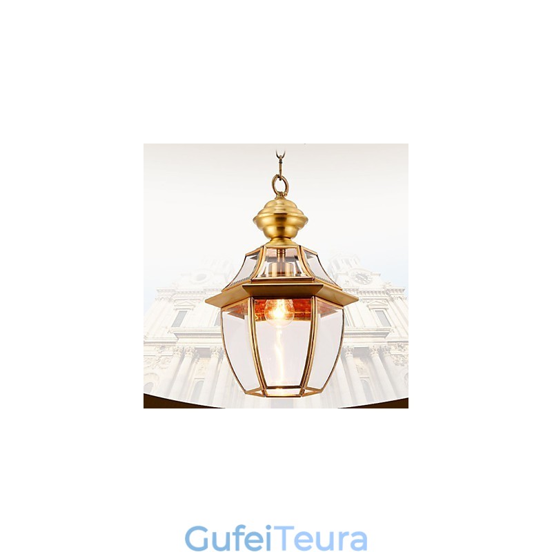 תליון קטן כפרי אמריקאי כולו נחושת יחיד זכוכית C