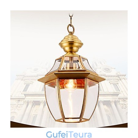 תליון קטן כפרי אמריקאי כולו נחושת יחיד זכוכית C