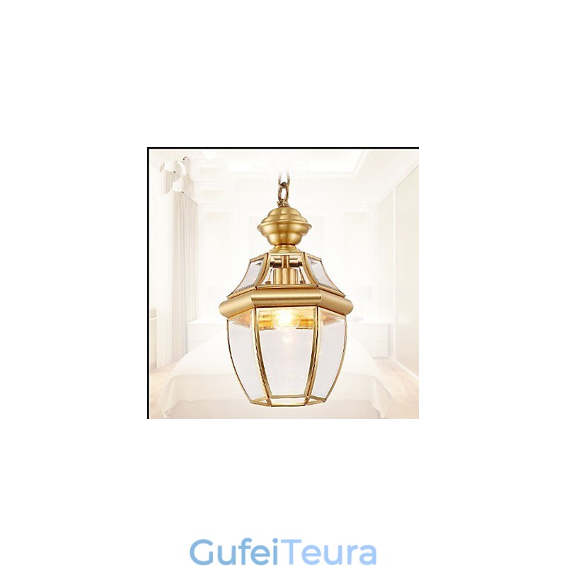 תליון קטן כפרי אמריקאי כולו נחושת יחיד זכוכית C