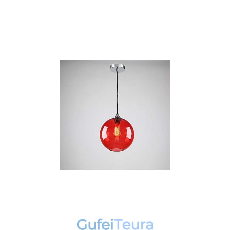 אור תליון זכוכית מודרני בעיצוב בועות אדום עגול