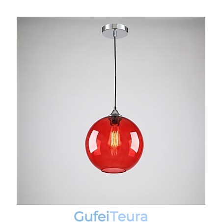 אור תליון זכוכית מודרני בעיצוב בועות אדום עגול