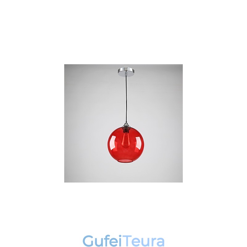 אור תליון זכוכית מודרני בעיצוב בועות אדום עגול