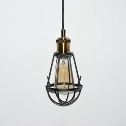 מנורת LOFT אור תליון וינטג' אדיסון Light Balck ברזל כלוב מתכת אהיל תאורה בסגנון מחסן גוף תאורה