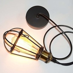 מנורת LOFT אור תליון וינטג' אדיסון Light Balck ברזל כלוב מתכת אהיל תאורה בסגנון מחסן גוף תאורה
