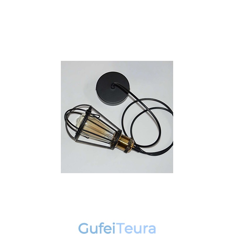 מנורת LOFT אור תליון וינטג' אדיסון Light Balck ברזל כלוב מתכת אהיל תאורה בסגנון מחסן גוף תאורה