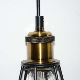 מנורת LOFT אור תליון וינטג' אדיסון Light Balck ברזל כלוב מתכת אהיל תאורה בסגנון מחסן גוף תאורה