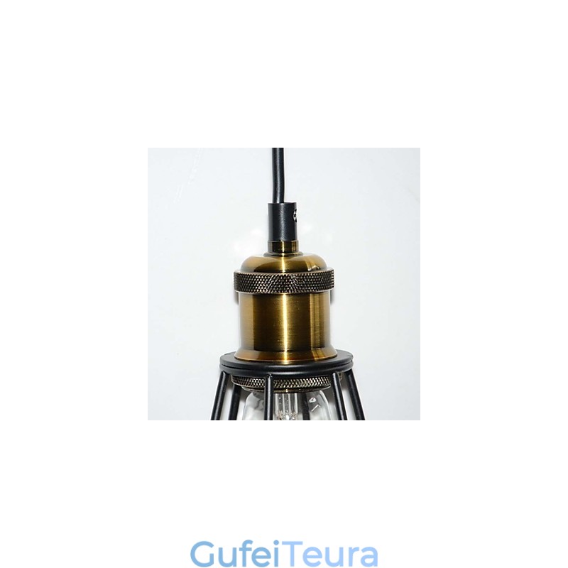 מנורת LOFT אור תליון וינטג' אדיסון Light Balck ברזל כלוב מתכת אהיל תאורה בסגנון מחסן גוף תאורה
