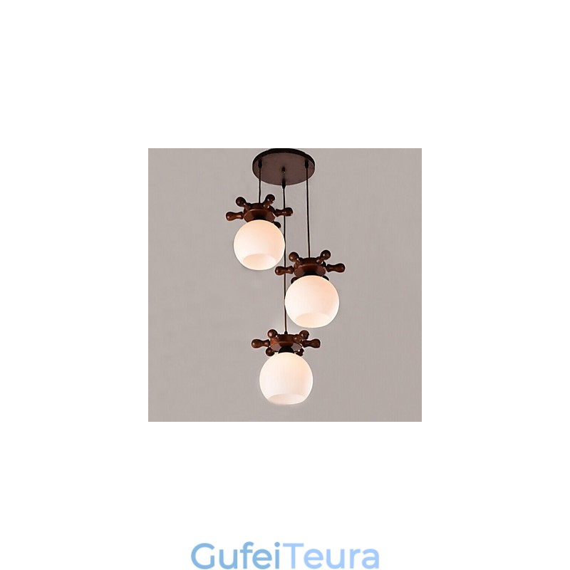 הגה ספינה אירופאית ים תיכונית תליון אוכל מזכוכית פשוט מודרני מנורות מעץ מלא