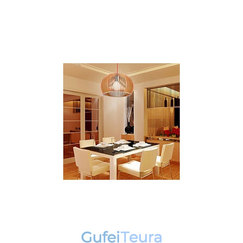 סגנון עיצוב תכונה מעגלית L תליון אור 1 עץ בהיר