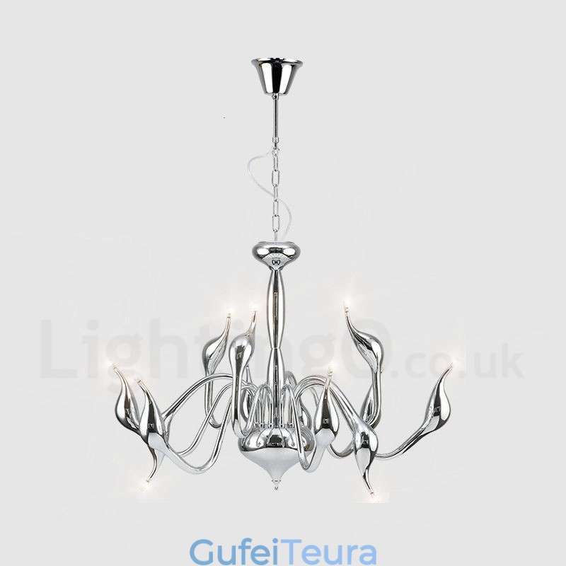 12 אור מודרני ברבור כרום מתכת נברשת תליון אור