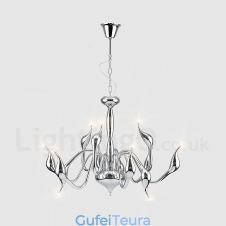 12 אור מודרני ברבור כרום מתכת נברשת תליון אור