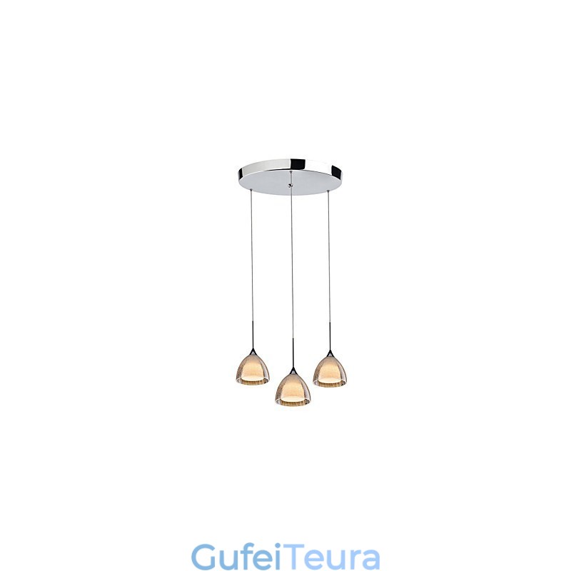 3 אור שתי שכבות תליון איילנד אור סדק זכוכית כרום מלוטש