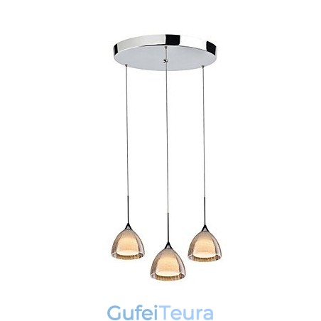 3 אור שתי שכבות תליון איילנד אור סדק זכוכית כרום מלוטש