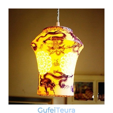 מנורת מנורת קרמיקה רטרו מדרגות כחול יחיד ראש נברשת Creative