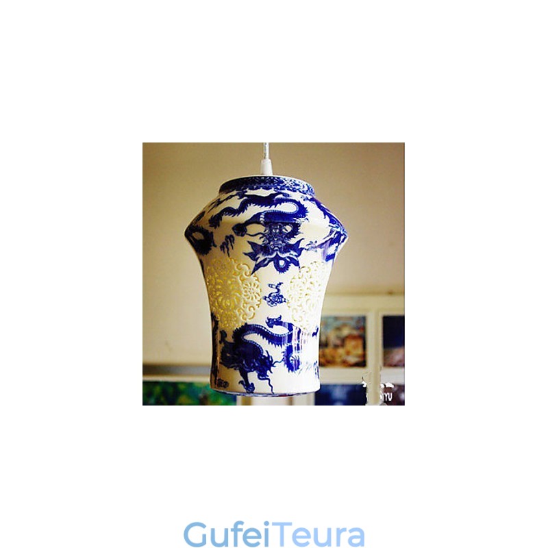 מנורת מנורת קרמיקה רטרו מדרגות כחול יחיד ראש נברשת Creative