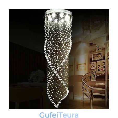 נברשת קריסטל תליון תאורת מנורות תקרה תלויה עם חופה שקוף K9 קריסטל וכסף