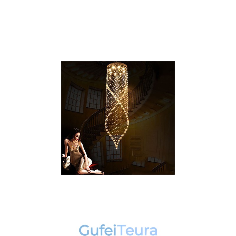 נברשת קריסטל תליון תאורת מנורות תקרה תלויה עם חופה שקוף K9 קריסטל וכסף