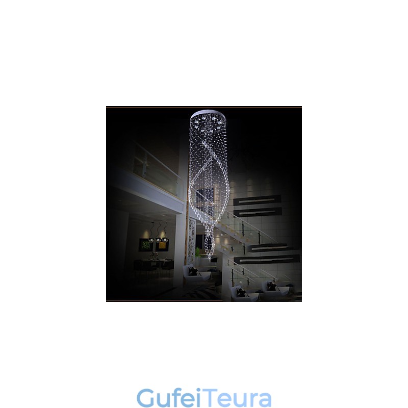 נברשת קריסטל תליון תאורת מנורות תקרה תלויה עם חופה שקוף K9 קריסטל וכסף