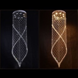 נברשת קריסטל תליון תאורת מנורות תקרה תלויה עם חופה שקוף K9 קריסטל וכסף