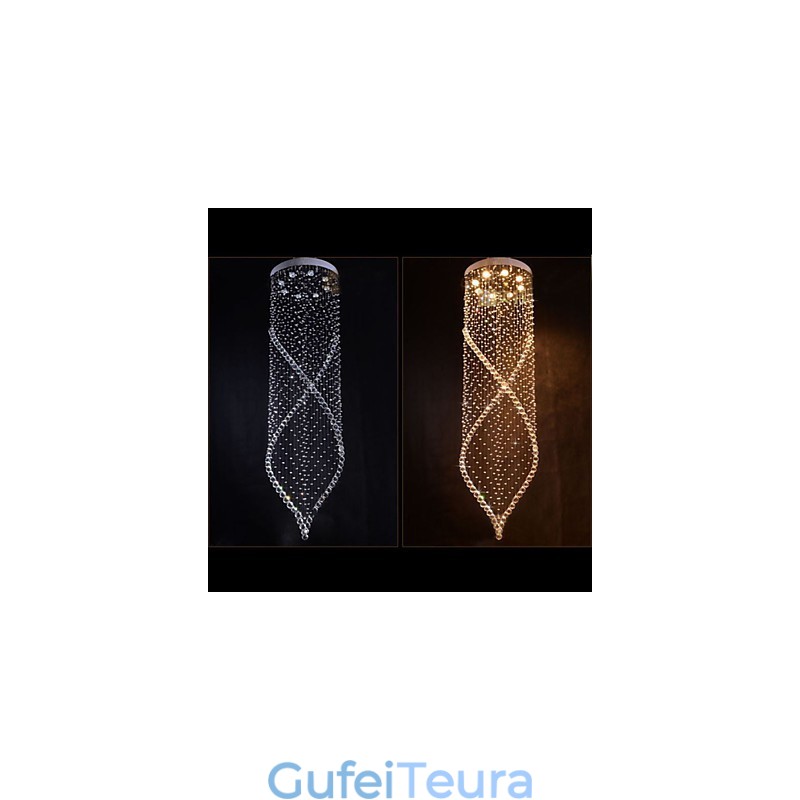 נברשת קריסטל תליון תאורת מנורות תקרה תלויה עם חופה שקוף K9 קריסטל וכסף