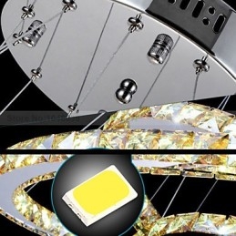 מנורות תליון אור תקרה תאורת נברשת עגולה 4 טבעות טבעת גדולה ענבר קריסטל ועוד קריסטל שקוף