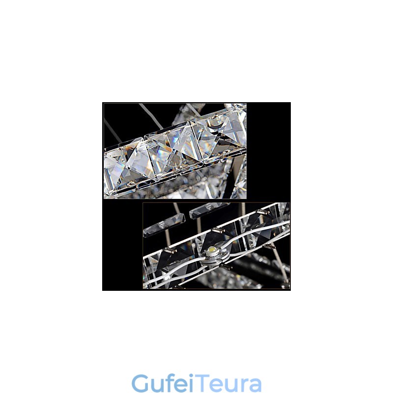 מנורות תליון אור תקרה תאורת נברשת עגולה 4 טבעות טבעת גדולה ענבר קריסטל ועוד קריסטל שקוף