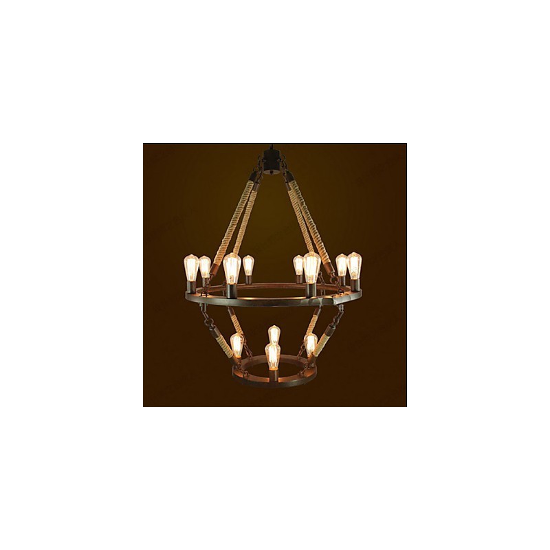 American Industrial Windge Hemp 12 מנורת רטרו אירופאית