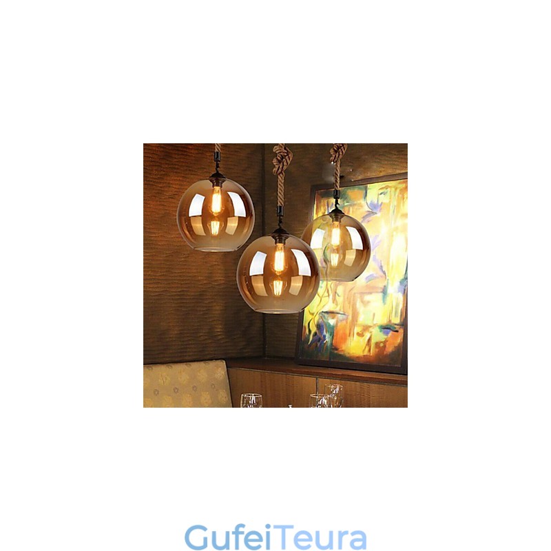 לופט אמריקן חבל רטרו תאורה אורות זכוכית תליון אור