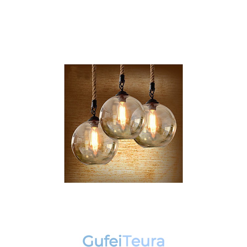 לופט אמריקן חבל רטרו תאורה אורות זכוכית תליון אור