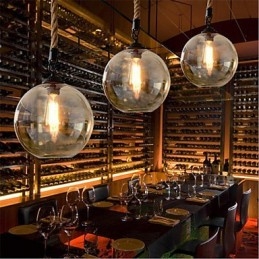 לופט אמריקן חבל רטרו תאורה אורות זכוכית תליון אור