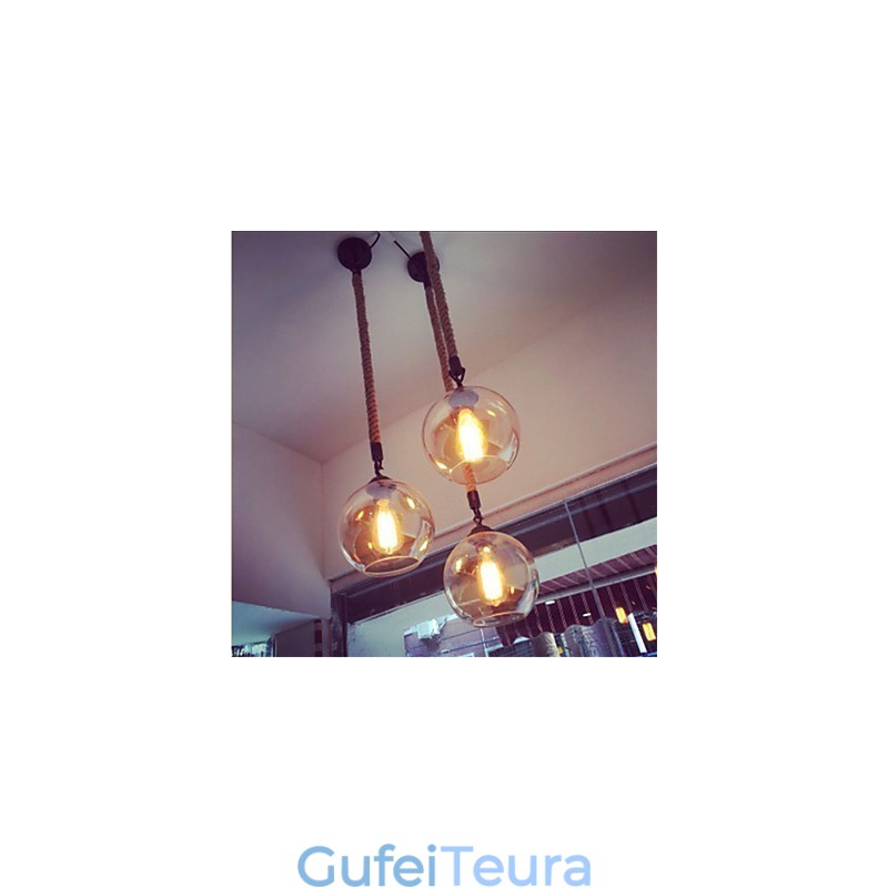 לופט אמריקן חבל רטרו תאורה אורות זכוכית תליון אור