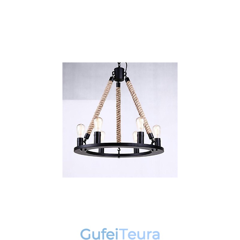 אור תליון 6 אורות ברזל יצוק בסגנון כפרי