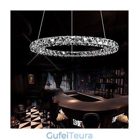 תאורת תליון קריסטל מודרני יחיד D40CM שלושה צדדים K9 קריסטל אורות תקרה מקורה גופי מנורה