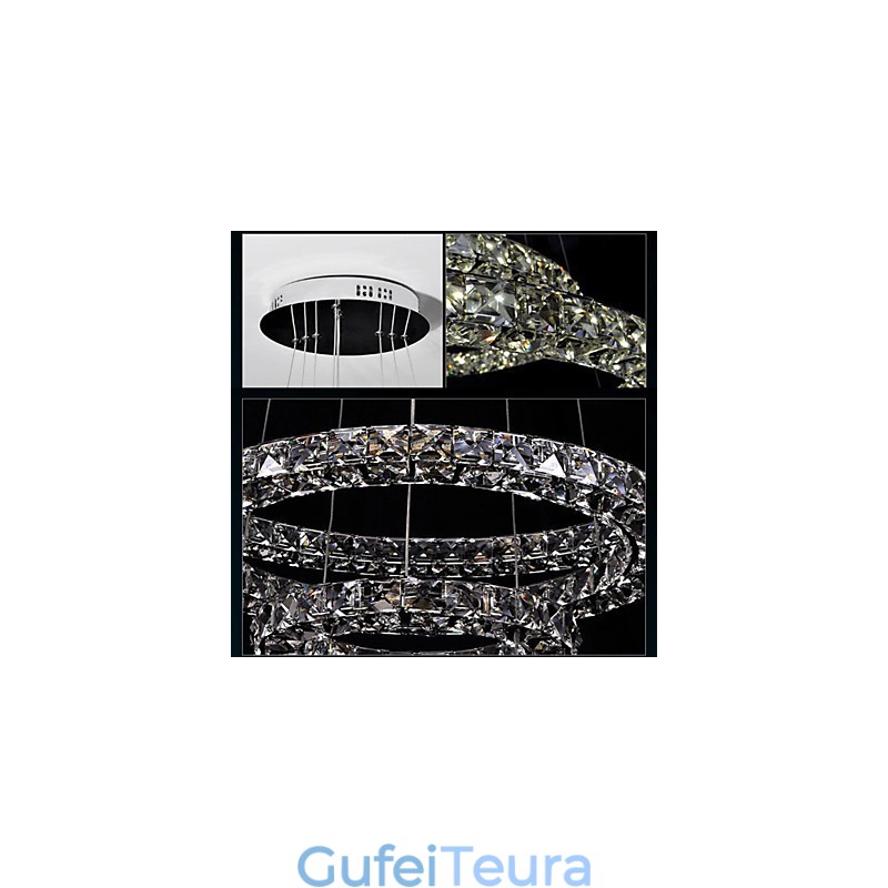 תאורת תליון קריסטל מודרני יחיד D40CM שלושה צדדים K9 קריסטל אורות תקרה מקורה גופי מנורה