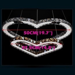 תאורת תליון נברשת אור שקוף או ענבר K9 קריסטל כפול בצורת לב מנורות תקרה מנורות