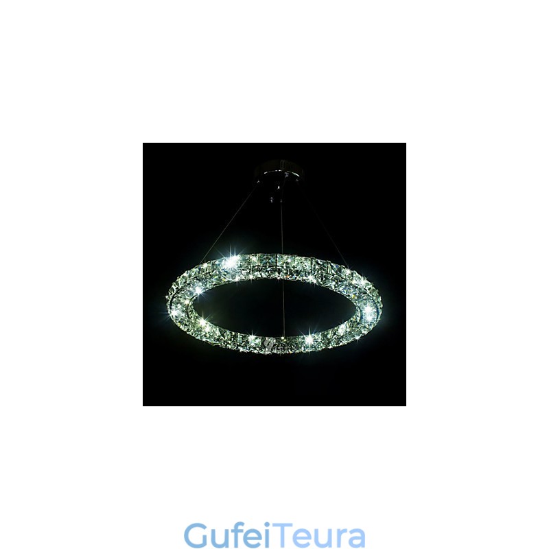 תאורת תליון קריסטל מודרני יחיד D40CM שלושה צדדים K9 קריסטל אורות תקרה מקורה גופי מנורה