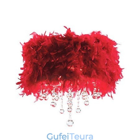 אור תליון קריסטל עם 3 נורות בגוון נוצה אדום