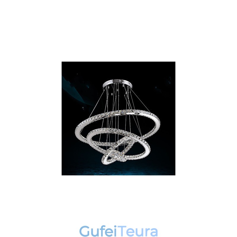 תליון קריסטל נברשת תקרה K9 שקוף קריסטל עגול 4 טבעות טבעת גדולה (לבן חם) אחר (לבן קריר)