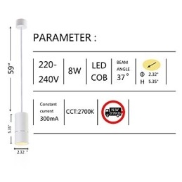 GE 05032 8W 136 מ"מ 1 אור מיני תליון אור באבקה לבן עם אלומיניום