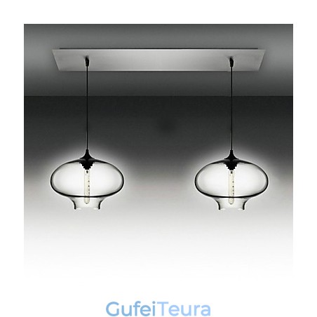 2 אור תליון זכוכית מודרנית בעיצוב בועות שחורות