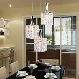 3 אורות מסגרת מתכת K9 קריסטל נברשת Droplight Send Bulb