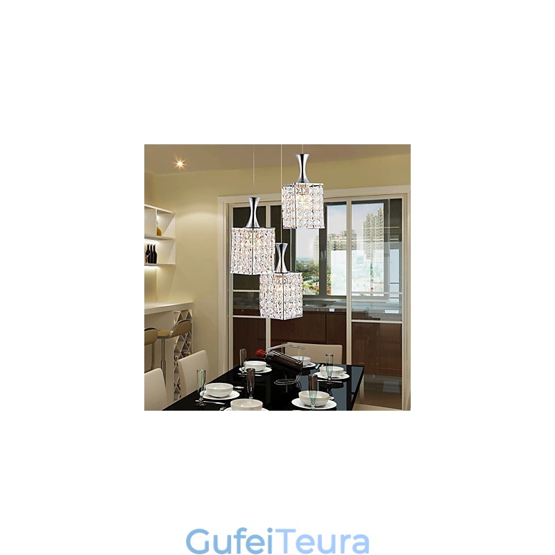 3 אורות מסגרת מתכת K9 קריסטל נברשת Droplight Send Bulb