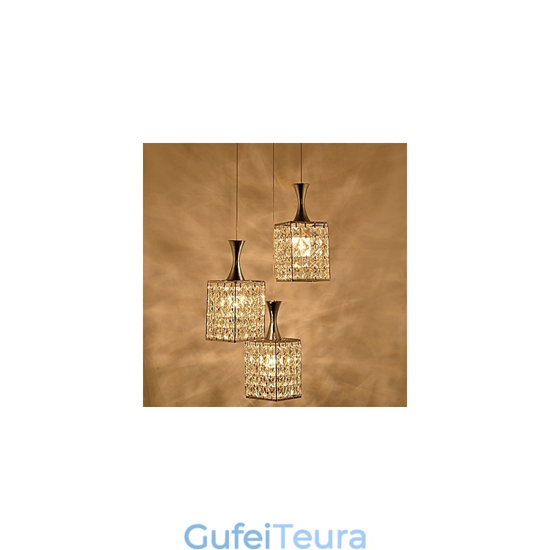 3 אורות מסגרת מתכת K9 קריסטל נברשת Droplight Send Bulb