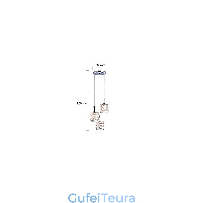 3 אורות מסגרת מתכת K9 קריסטל נברשת Droplight Send Bulb